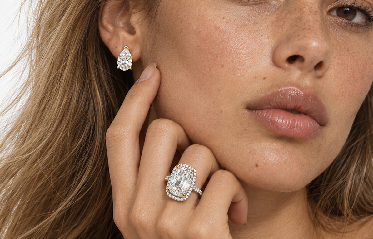 Moissanite Sparkle and Gold-Plated Silver